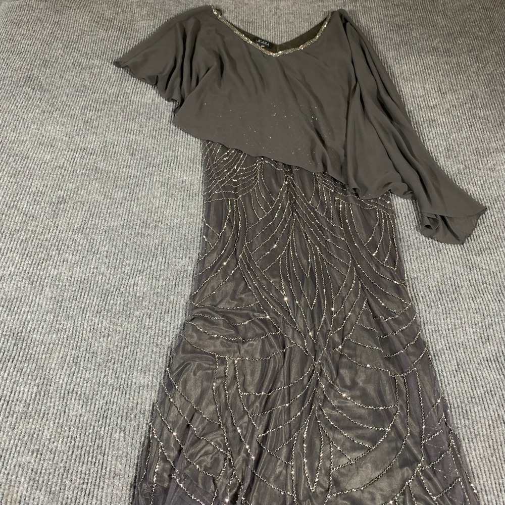 Elegant Women's Evening Dress in Charcoal with Beaded Detail